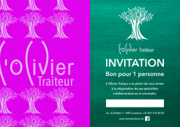 Graphisme - invitations L'Olivier Traiteur - Côté Gauche Christophe Golay